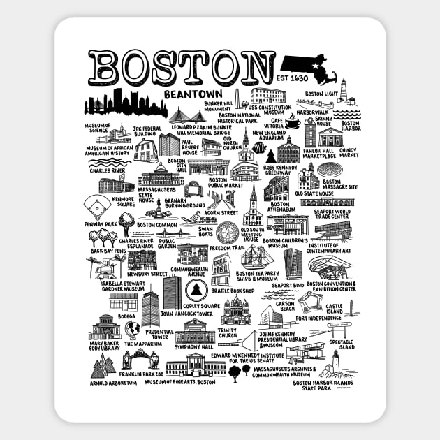 Boston Map Sticker by fiberandgloss